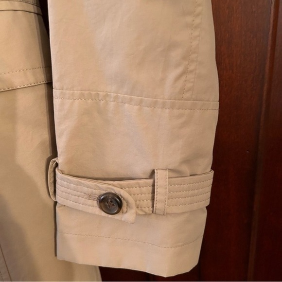 Cole Haan Women Beige Classic Trench Coat High Collar Shoulder Pads Belt Size M - Picture 6 of 16